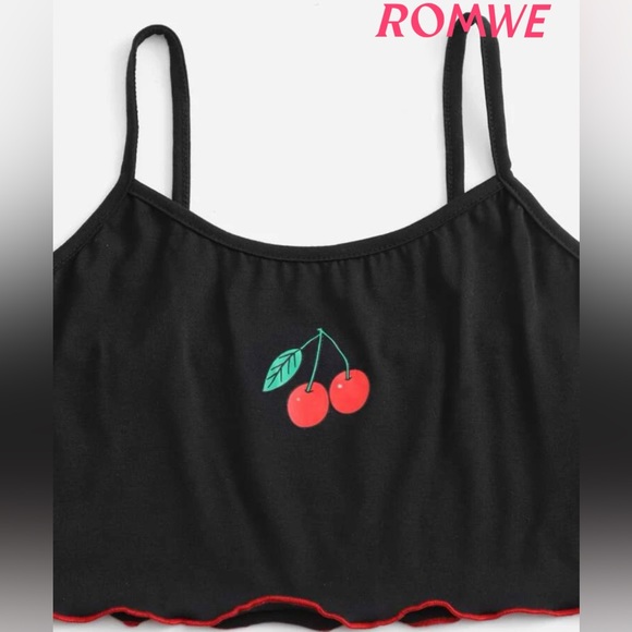 Cherry Pajama Crop Tank and Short Set - Picture 4 of 5